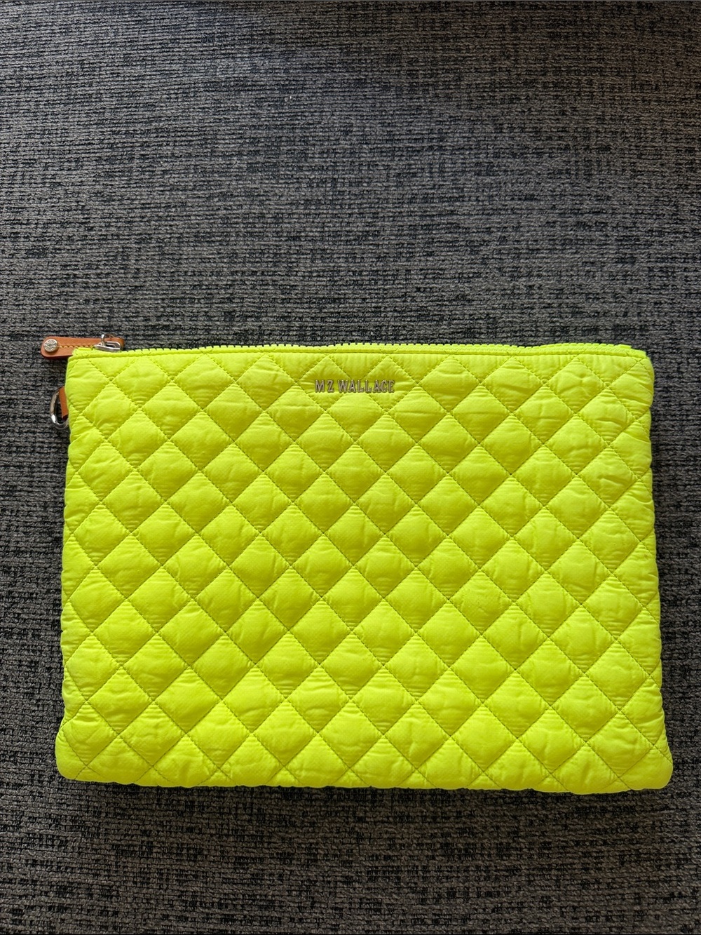 Mz Wallace Neon Yellow Quilted Zip Clutch